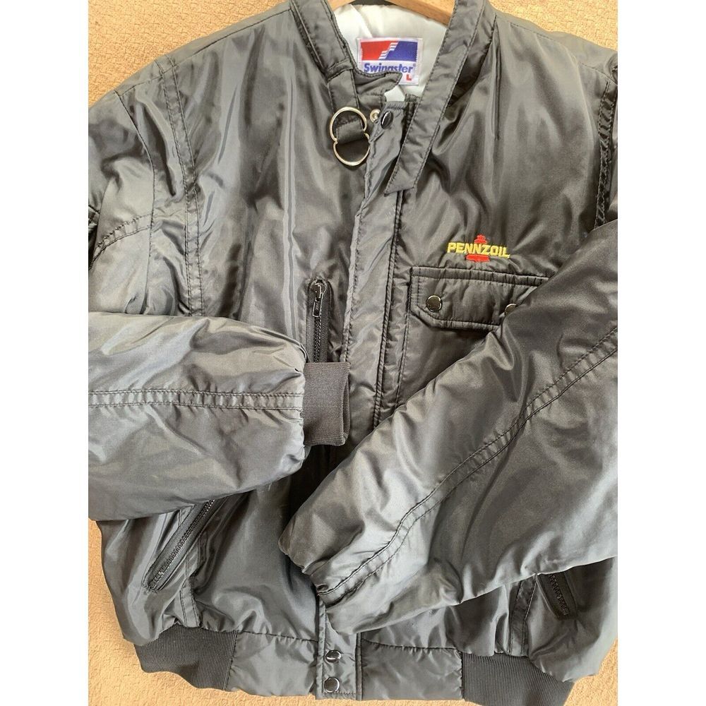 Mens Large Swingster Pennzoil Black Bomber Racing NASCAR 80s 90s